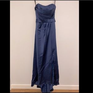 Alfred Angelo strapless navy blue gown